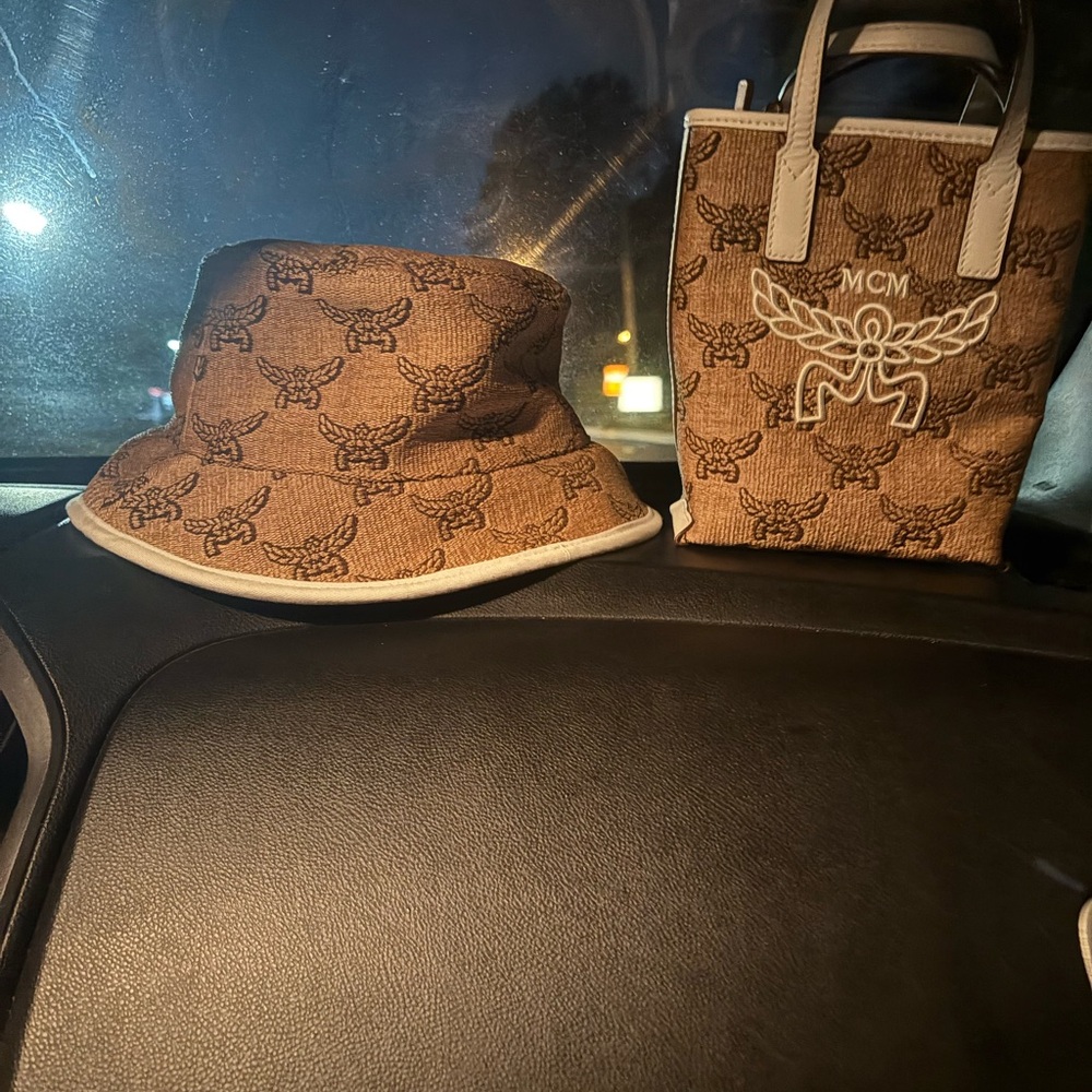 MCM Tan Monogram Mini Tote Bag